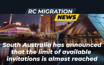 South Australia has announced that it is close to reaching the limit of available invitations