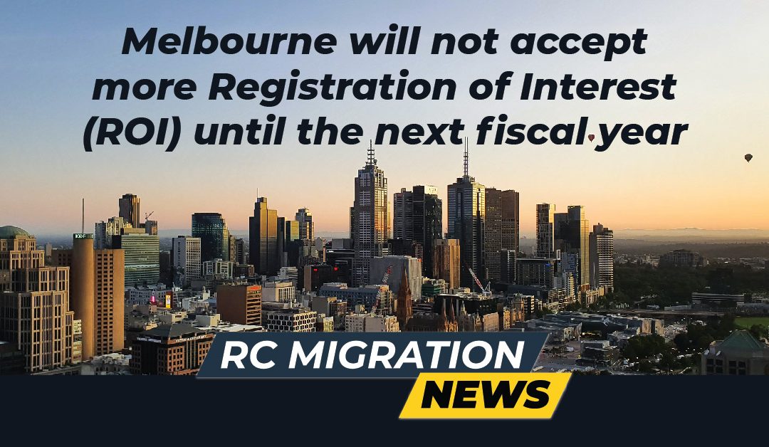 Melbourne will not accept more Registration of Interest (ROI)
